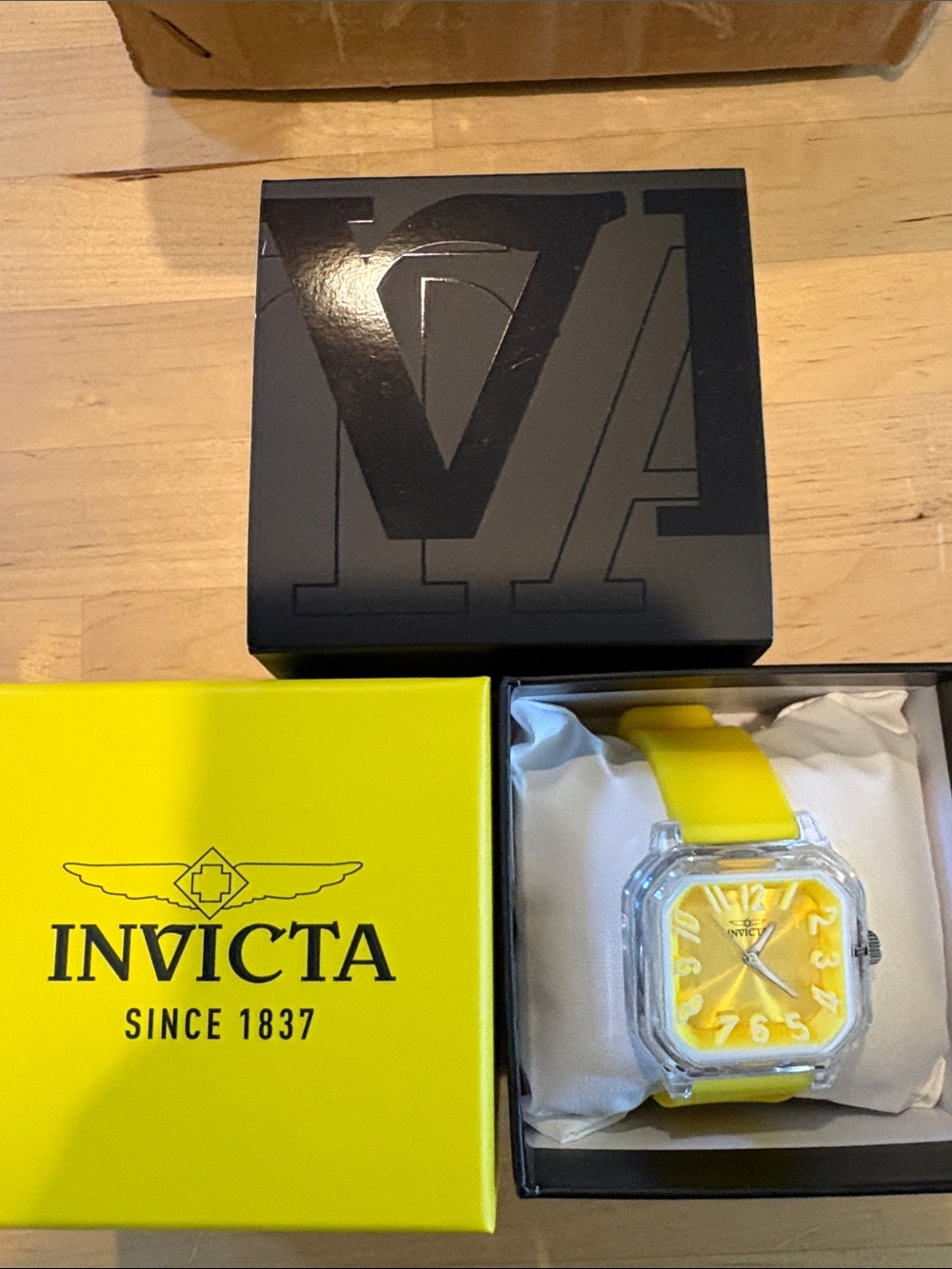 Invicta Yellow Silicone Strap Square Dial Womenโs Watch